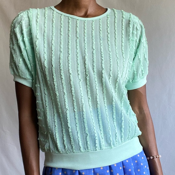Vintage mint green frills blouse - Picture 4 of 7
